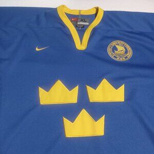 Nike VTG Swedish National Team Men's Hockey Jersey XL Made in Korea Blue/Gold